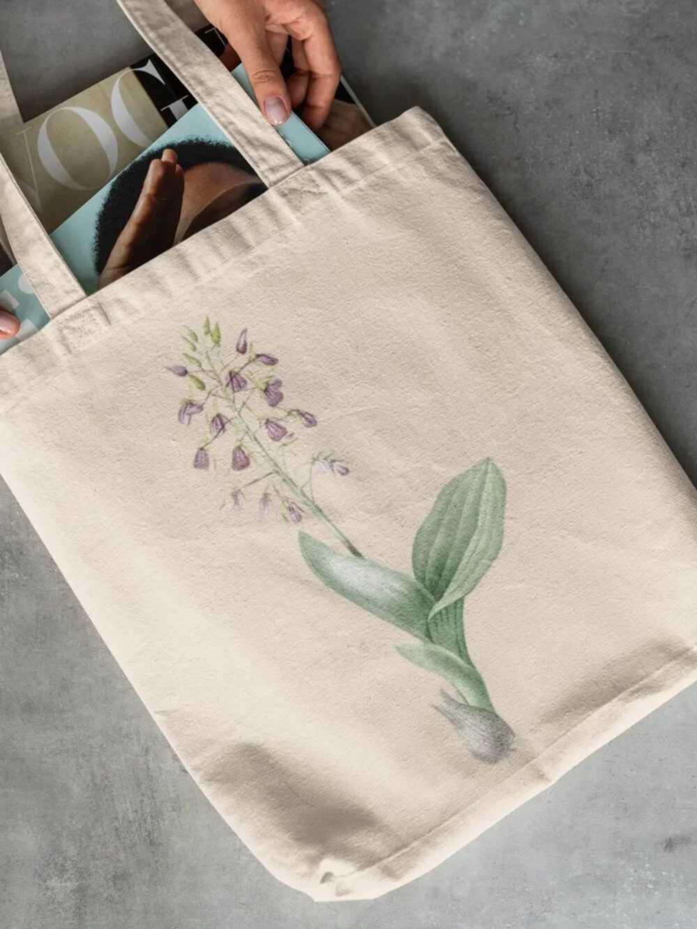 Brown Orchid Vintage Floral Print Graphic Canvas Tote Bag